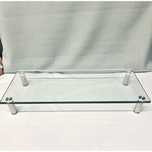 Monoprice Multimedia Desktop Monitor Stand - Clear Glass, Large 22” X 9.4”